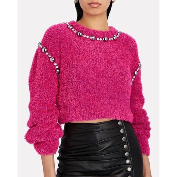 AREA Fuchsia Sweater with Crystal Accents - Picture 5 of 14